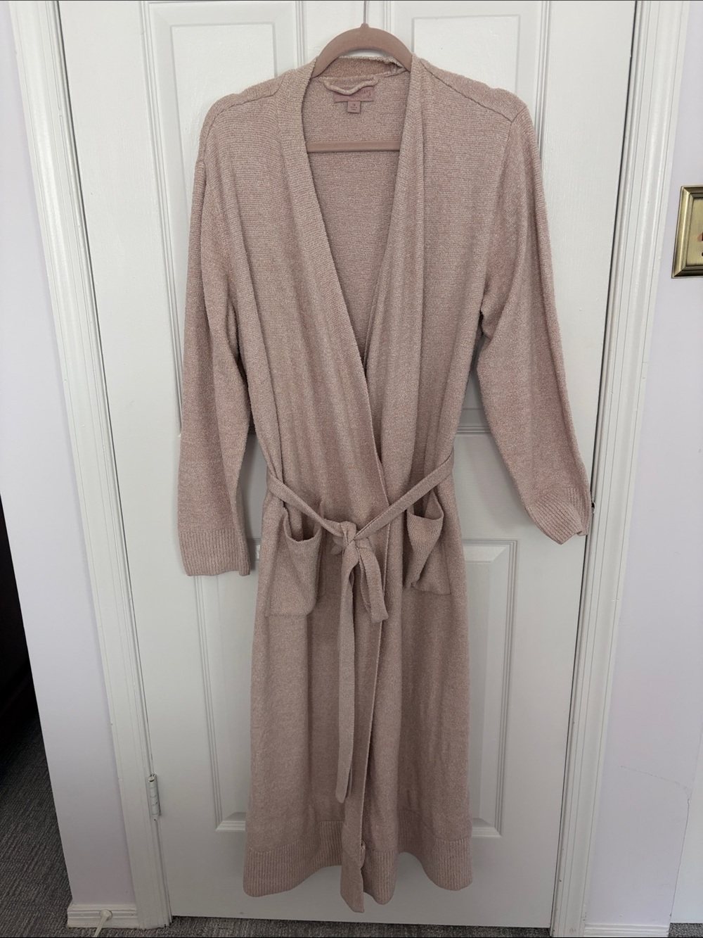 Barefoot Dreams Long Blush Knit Wrap Robe with Pockets
